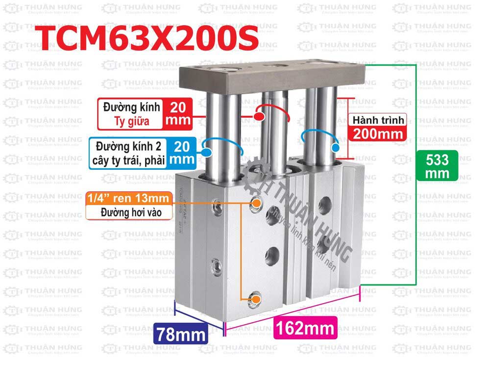 kich-thuoc-xy-lanh-khi-nen-airtac-tcm63x200s Kích thước ben hơi 3 ty Airtac TCM63X200S