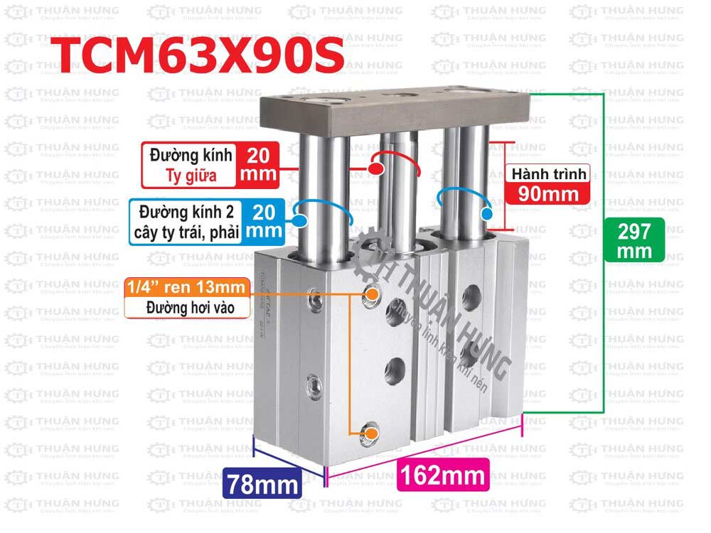 kich-thuoc-xy-lanh-khi-nen-airtac-tcm63x90s Kích thước ben hơi 3 ty Airtac TCM63X90S