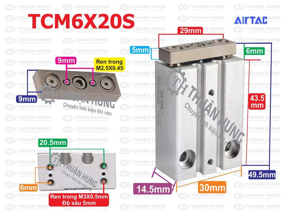kich-thuoc-xy-lanh-khi-nen-airtac-tcm6x20s Kích thước xy lanh khí nén Airtac TCM6X20S